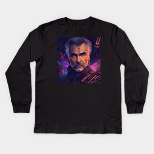 Burt Reynolds Digital art Illustration - FanArt Kids Long Sleeve T-Shirt